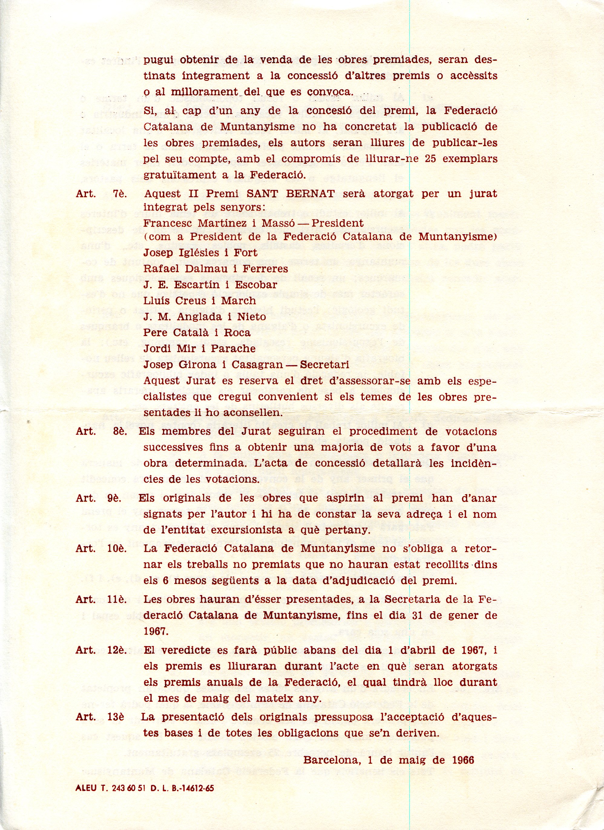 Convocatòria del II Premi "Sant Bernat" 1.966 - Miniatura 3